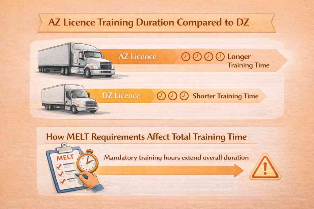 AZ Licence Training Duration Compared to DZ