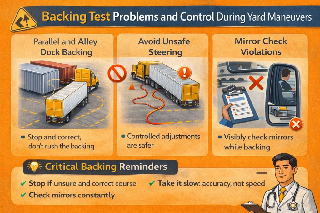 Backing Test Problems and Control During Yard Maneuvers